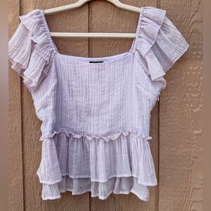 Antwelfth Light Lavender Ruffled Peplum Top - Women size S